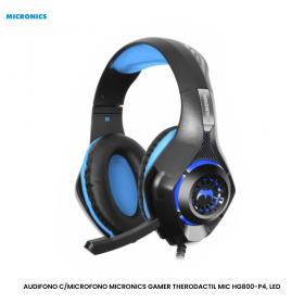 AUDIFONO C/MICROFONO MICRONICS GAMER THERODACTIL MIC HG800-P4, LED