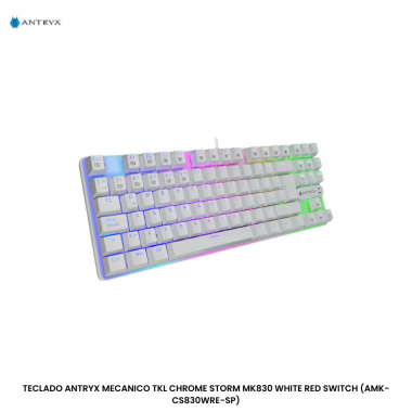 TECLADO ANTRYX MECANICO TKL CHROME STORM MK830 WHITE RED SWITCH (AMK-CS830WRE-SP)