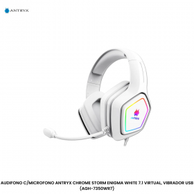 AUDIFONO C/MICROFONO ANTRYX CHROME STORM ENIGMA WHITE 7.1 VIRTUAL, VIBRADOR USB (AGH-7350WR7)