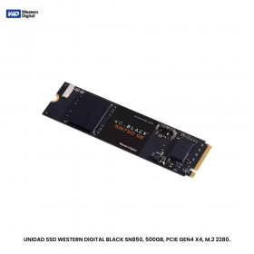 UNIDAD SSD WESTERN DIGITAL BLACK SN850, 500GB, PCIE GEN4 X4, M.2 2280.