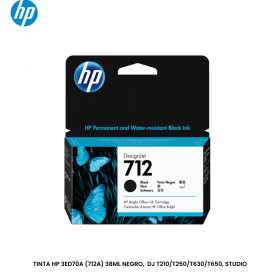 TINTA HP 3ED70A (712A) 38ML NEGRO,  DJ T210/T250/T630/T650, STUDIO
