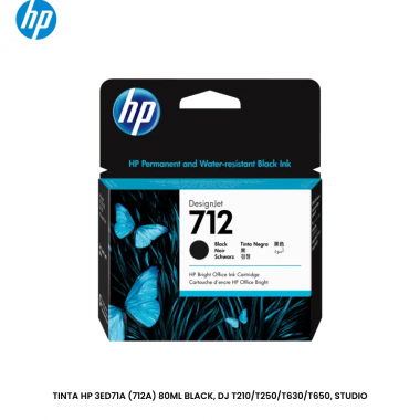 TINTA HP 3ED71A (712A) 80ML BLACK, DJ T210/T250/T630/T650, STUDIO