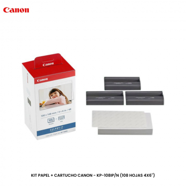 KIT PAPEL + CARTUCHO CANON - KP-108IP/N (108 HOJAS 4X6")