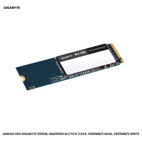 UNIDAD SSD GIGABYTE 500GB, GM2500G M.2 PCIE 3.0X4, 3400MB/S READ, 2500MB/S WRITE