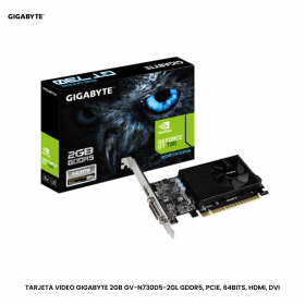 TARJETA VIDEO GIGABYTE 2GB GV-N730D5-2GL GDDR5, PCIE, 64BITS, HDMI, DVI