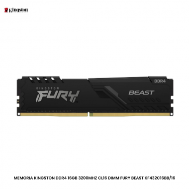 MEMORIA KINGSTON DDR4 16GB 3200MHZ CL16 DIMM FURY BEAST KF432C16BB/16