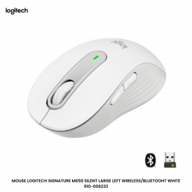 MOUSE LOGITECH SIGNATURE M650 SILENT LARGE LEFT WIRELESS/BLUETOOHT WHITE 910-006233