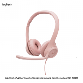 AUDIFONO C/MICROFONO LOGITECH H390 USB NOISE CANCELLING ROSE 981-001280