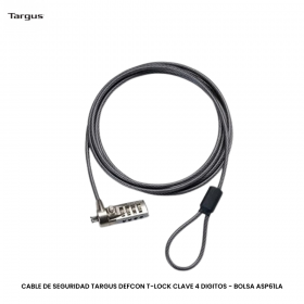 CABLE DE SEGURIDAD TARGUS DEFCON T-LOCK CLAVE 4 DIGITOS - BOLSA ASP61LA