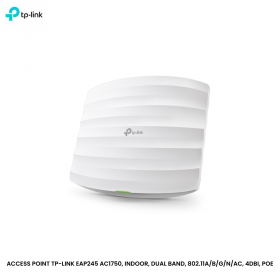 ACCESS POINT TP-LINK EAP245 AC1750, INDOOR, DUAL BAND, 802.11A/B/G/N/AC, 4DBI, POE