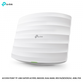 ACCESS POINT TP-LINK EAP225 AC1350, INDOOR, DUAL BAND, 802.11A/B/G/N/AC, 4DBI, POE