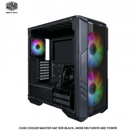 CASE COOLER MASTER HAF 500 BLACK, ARGB SIN FUENTE MID TOWER