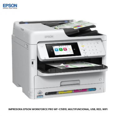 IMPRESORA EPSON WORKFORCE PRO WF-C5810, MULTIFUNCIONAL, USB, RED, WIFI