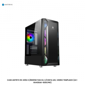 CASE ANTRYX RX 430U C/B600W FAN X2, C/CINTA LED, VIDRIO TEMPLADO (AC-RX430UK-600CPR1)