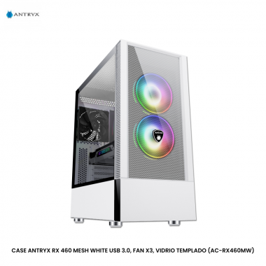 CASE ANTRYX RX 460 MESH WHITE USB 3.0, FAN X3, VIDRIO TEMPLADO (AC-RX460MW)