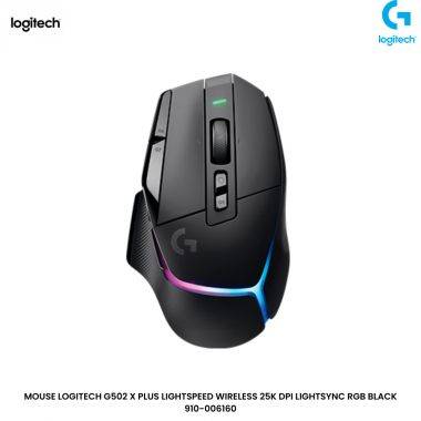MOUSE LOGITECH G502 X PLUS LIGHTSPEED WIRELESS 25K DPI LIGHTSYNC RGB BLACK 910-006160