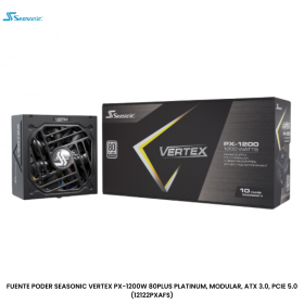 FUENTE PODER SEASONIC VERTEX PX-1200W 80PLUS PLATINUM, MODULAR, ATX 3.0, PCIE 5.0 (12122PXAFS)