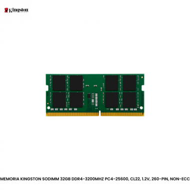 MEMORIA KINGSTON SODIMM 32GB DDR4-3200MHZ PC4-25600, CL22, 1.2V, 260-PIN, NON-ECC