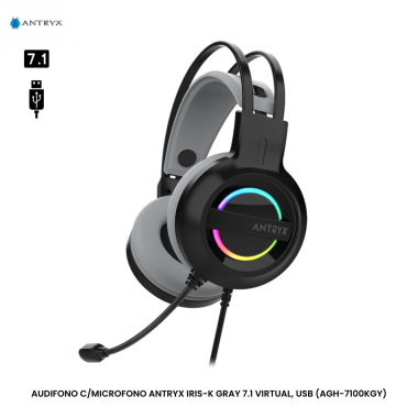 AUDIFONO C/MICROFONO ANTRYX IRIS-K GRAY 7.1 VIRTUAL, USB (AGH-7100KGY)