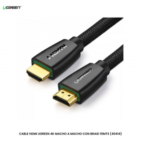 CABLE HDMI UGREEN 4K MACHO A MACHO CON BRAID 10MTS (40414)