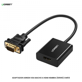 ADAPTADOR UGREEN VGA MACHO A HDMI HEMBRA (50945) CM513