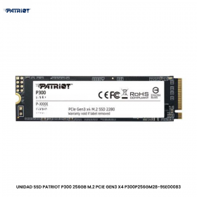 UNIDAD SSD PATRIOT P300 256GB M.2 PCIE GEN3 X4 P300P256GM28-9SE00083