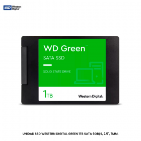 UNIDAD SSD WESTERN DIGITAL GREEN 1TB SATA 6GB/S, 2.5", 7MM.
