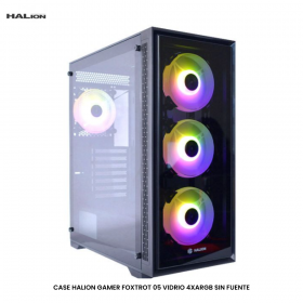 CASE HALION GAMER FOXTROT 05 VIDRIO 4XARGB SIN FUENTE