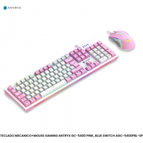 TECLADO MECANICO+MOUSE GAMING ANTRYX GC-5400 PINK, BLUE SWITCH AGC-5400PBL-SP