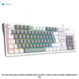 TECLADO MECANICO ANTRYX MK860L WHITE & GRAY, PURPLE SWITCH (AMK-CS860LWGPU-SP)