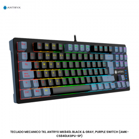 TECLADO MECANICO TKL ANTRYX MK840L BLACK & GRAY, PURPLE SWITCH (AMK-CS840LKGPU-SP)