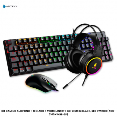 KIT GAMING AUDIFONO + TECLADO + MOUSE ANTRYX GC-3100 X3 BLACK, RED SWITCH (AGC-3100X3KRE-SP)