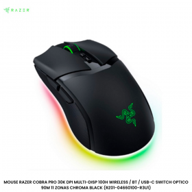 MOUSE RAZER COBRA PRO 30K DPI MULTI-DISP 100H WIRELESS / BT / USB-C SWITCH OPTICO 90M 11 ZONAS CHROMA BLACK (RZ01-04660100-R3U1)