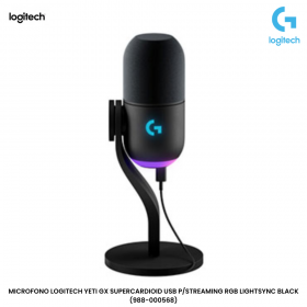 MICROFONO LOGITECH YETI GX SUPERCARDIOID USB P/STREAMING RGB LIGHTSYNC BLACK (988-000568)