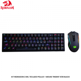 KIT REDRAGON 2 EN1, TECLADO POLLUX + MOUSE TRIDENT S136 BLACK