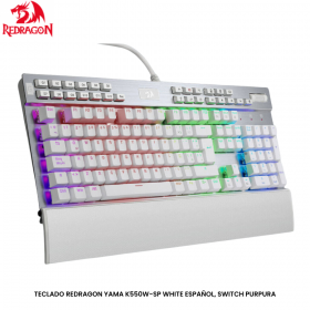 TECLADO REDRAGON YAMA K550W-SP WHITE ESPAÑOL, SWITCH PURPURA