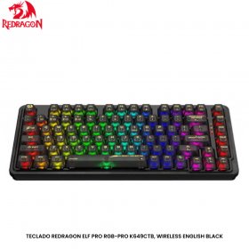 TECLADO REDRAGON ELF PRO RGB-PRO K649CTB, WIRELESS ENGLISH BLACK