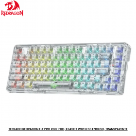 TECLADO REDRAGON ELF PRO RGB-PRO, K649CT WIRELESS ENGLISH, TRANSPARENTE