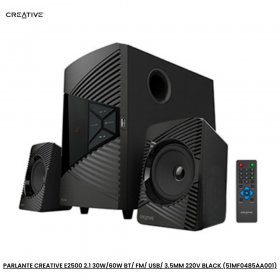 PARLANTE CREATIVE E2500 2.1 30W/60W BT/ FM/ USB/ 3.5MM 220V BLACK (51MF0485AA001)