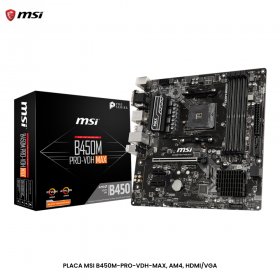 PLACA MSI B450M-PRO-VDH-MAX, AM4, HDMI/VGA