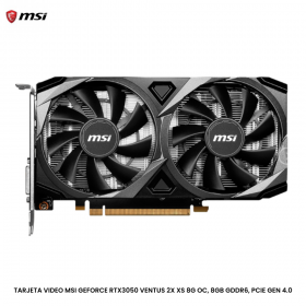 TARJETA VIDEO MSI GEFORCE RTX3050 VENTUS 2X XS 8G OC, 8GB GDDR6, PCIE GEN 4.0