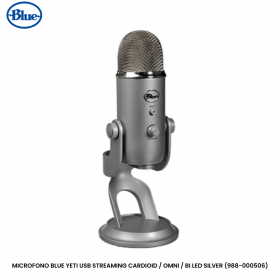 MICROFONO BLUE YETI USB STREAMING CARDIOID / OMNI / BI LED SILVER (988-000506)