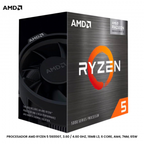 PROCESADOR AMD RYZEN 5 5600GT, 3.60 / 4.60 GHZ, 16MB L3, 6 CORE, AM4, 7NM, 65W