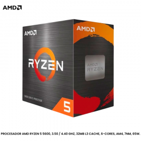 PROCESADOR AMD RYZEN 5 5600, 3.50 / 4.40 GHZ, 32MB L3 CACHE, 6-CORES, AM4, 7NM, 65W.