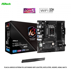 PLACA ASROCK B760M PG LIGTHNING WIFI LGA1700, INTEL B760, 4DDR5, HDMI, MATX