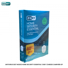 ANTIVIRUS ESET NOD32 HOME SECURITY ESSENTIAL 1 DISP. 12 MESES CAMPAÑA SP