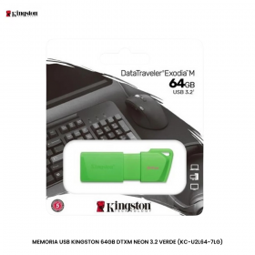 MEMORIA USB KINGSTON 64GB DTXM NEON 3.2 VERDE (KC-U2L64-7LG)