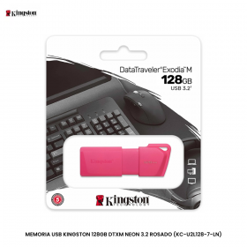 MEMORIA USB KINGSTON 128GB DTXM NEON 3.2 ROSADO (KC-U2L128-7-LN)