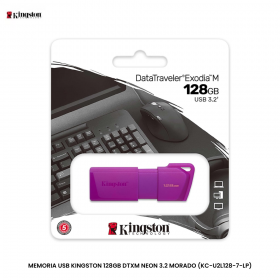 MEMORIA USB KINGSTON 128GB DTXM NEON 3.2 MORADO (KC-U2L128-7-LP)