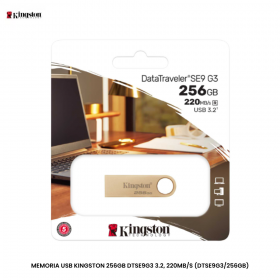 MEMORIA USB KINGSTON 256GB DTSE9G3 3.2, 220MB/S (DTSE9G3/256GB)